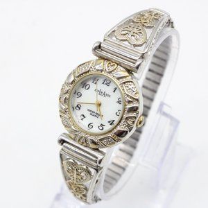 LA Express Watch Womens Silver Tone Steel Classic Expandable Band White Dial